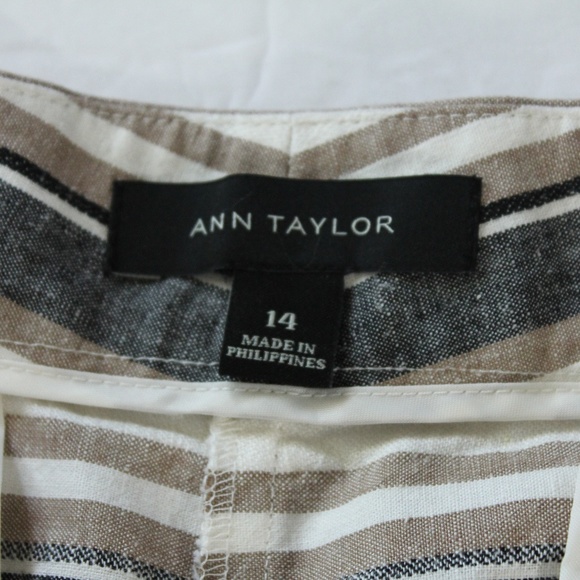 Ann Taylor Linen Shorts sz 14 women Pockets Stripe - Picture 6 of 7
